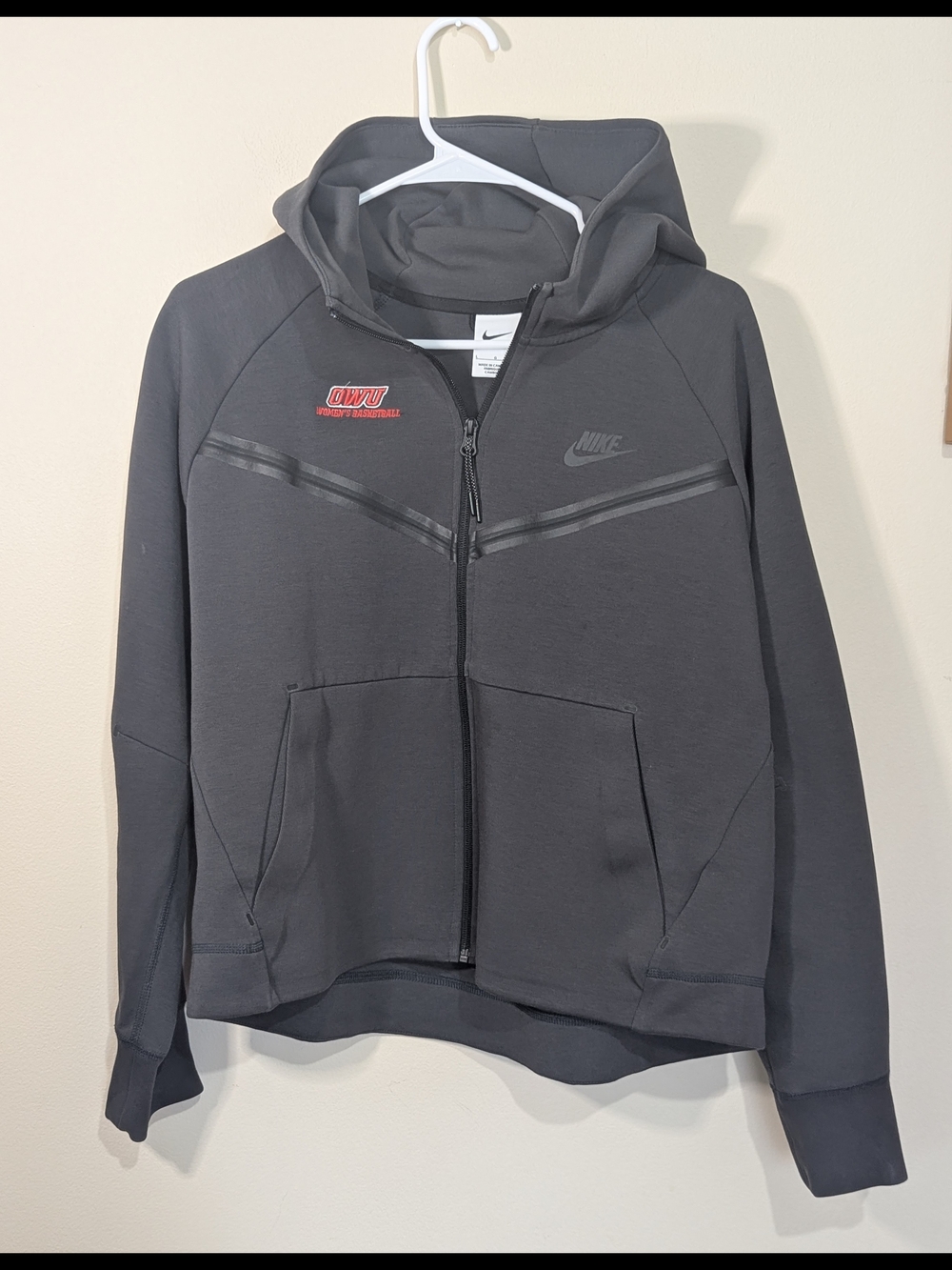 Nike Zip Up Hoodie Womens Gray OWU Basketball Cropped Athletic Jacket Size Large